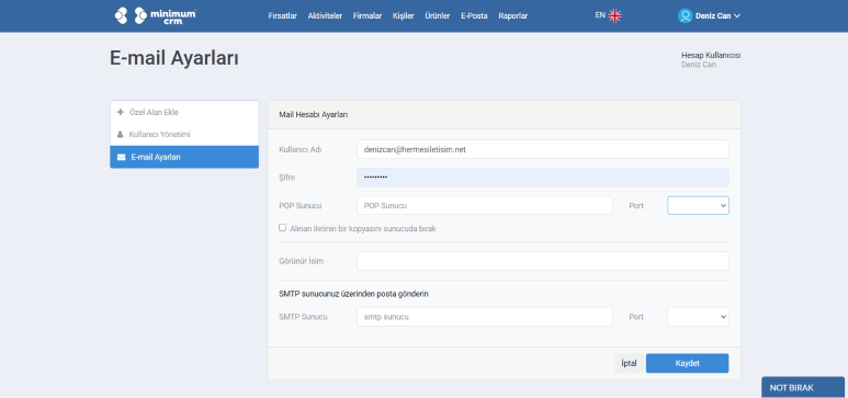 CRM setup E-mail