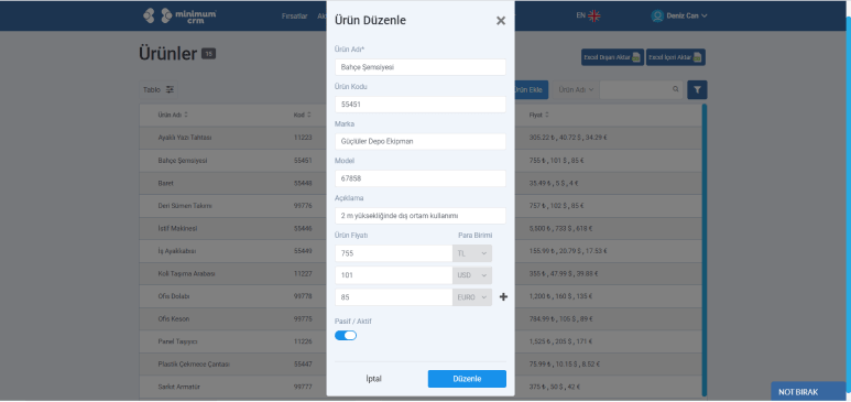 Easy CRM solution to edit records on a comprehensive product management module.